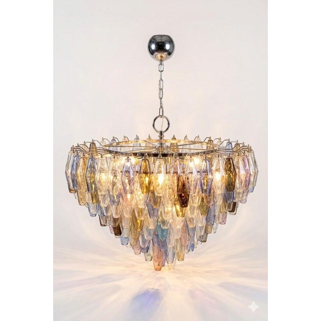 Mid-Century Modern Poliedri Murano Glass Chandelier attributed to Carlo Scarpa for Venini attributed to Carlo Scarpa, 1960s For Sale - Image 3 of 5