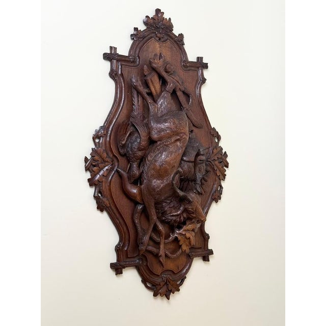 Black Forest Hunting Plaque attributed to Johann Flück, 1880 For Sale - Image 9 of 18