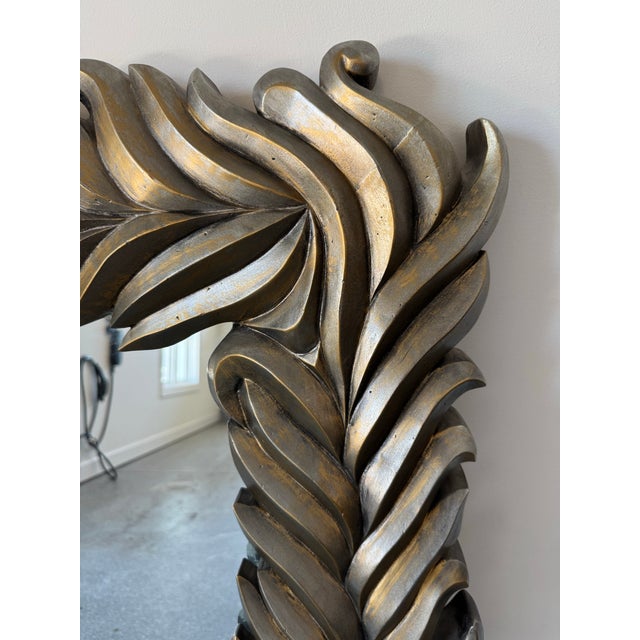 Monumental 20th Century Silvered Acanthus / Palm Frond Mirror For Sale - Image 4 of 7