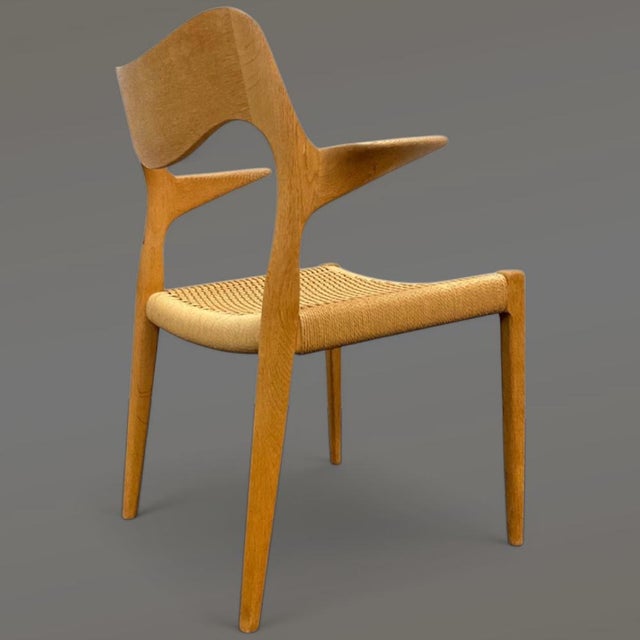 No. 55 Armchair in Oak and Paper Cord by Niels Otto Møller for J.L. Møllers, 1950s For Sale - Image 11 of 16