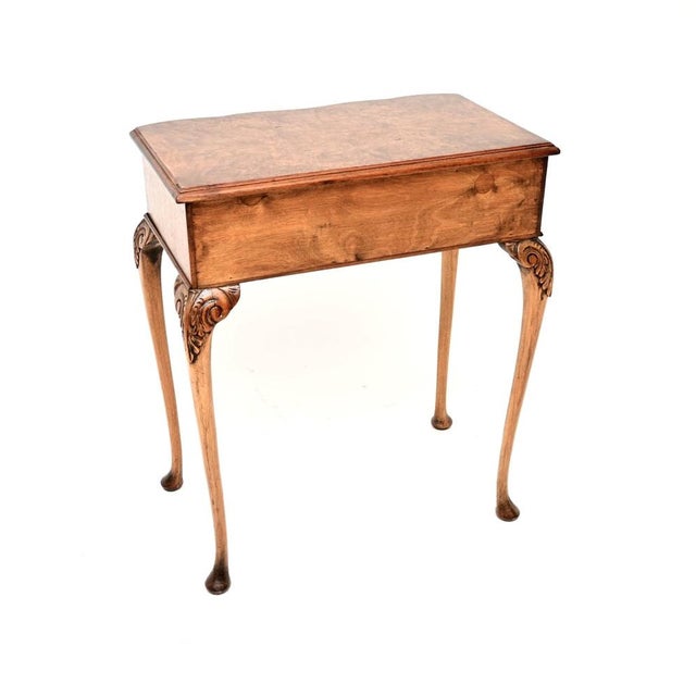 Antique Burr Walnut Side Table, 1930s For Sale - Image 4 of 10