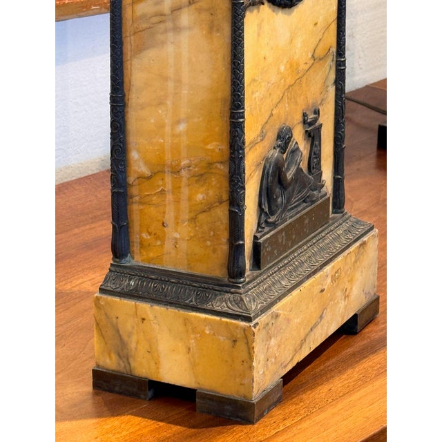 Stone 19th Century French Mantel Clock With Zodiac Dial and Reading Figure For Sale - Image 7 of 11