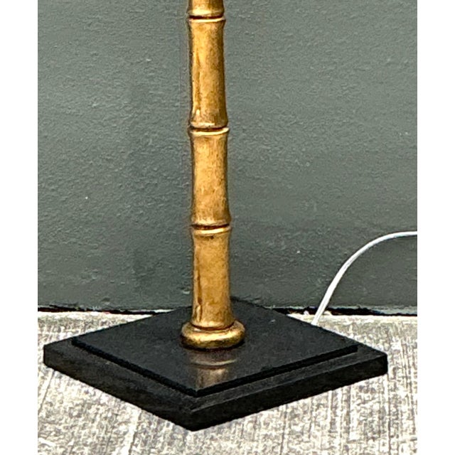 Mid-Century Modern Vintage Gilt Bamboo Floor Lamp For Sale - Image 3 of 12