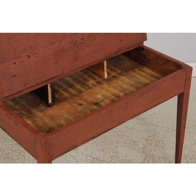 Red Country Paint Decorated Primitive Plantation Desk For Sale - Image 8 of 16