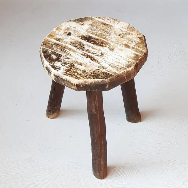 1950s Vintage French Wooden Stool, 1950s For Sale - Image 5 of 5