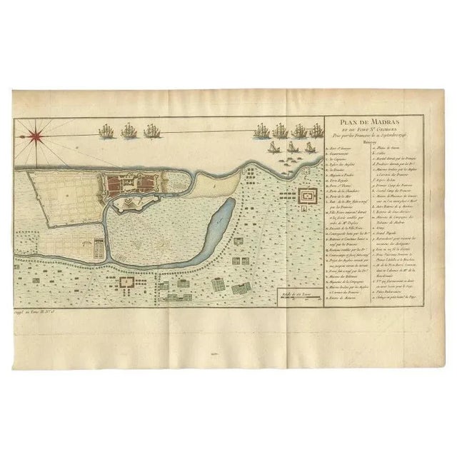 Antique print titled 'Plan de Madras et du Fort St. Georges'. Plan of the city of Madras (or Chennai), the capital of the...