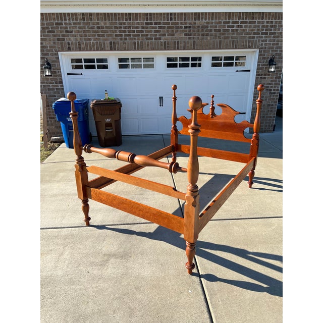 Mid 20th Century Vintage Mid Century Campbellsville Full Size Solid Cherry Cannonball Bed With