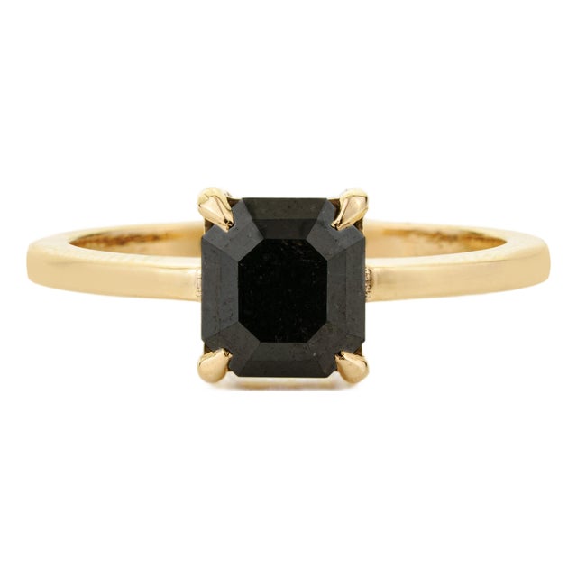 Modern 14k Gold Solitaire Diamond Prong Set Ring Size 6 For Sale