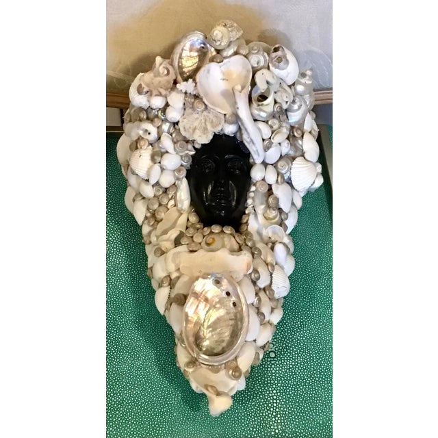 French Country 1960s Black Mermaid Shell Embellished Wall Sconce For Sale - Image 3 of 6