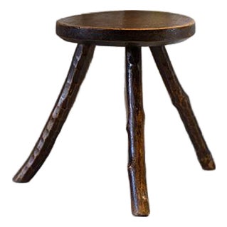 Antique Primitive Farm Milking Stool, Mid 20th Century For Sale