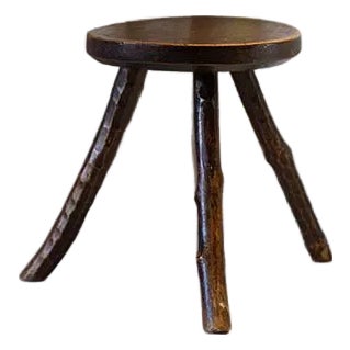 Antique Primitive Farm Milking Stool, Mid 20th Century For Sale