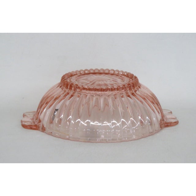 Anchor Hocking 1930s Anchor Hocking Queen Mary Small Handled Serving Bowl Pink Depression Glass For Sale - Image 4 of 13
