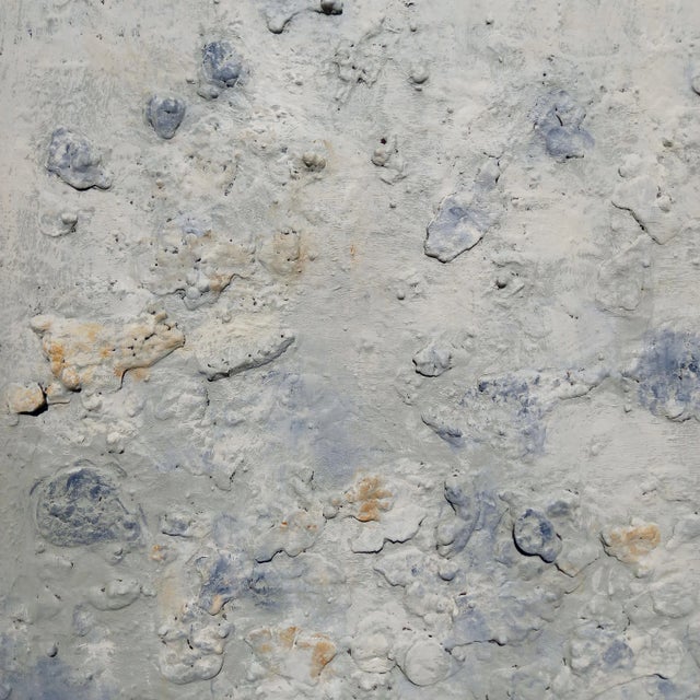 Cream 24" X 28" - 'California Summer Morning' - Natural Palette Abstract Minimalist Relief Seascape / Seaside / Marine Oil Painting by Diane Grant For Sale - Image 8 of 9