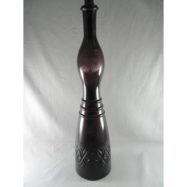 Large Empoli Italian Genie Face Amethyst Art Glass Bottle Decanter For Sale - Image 9 of 13