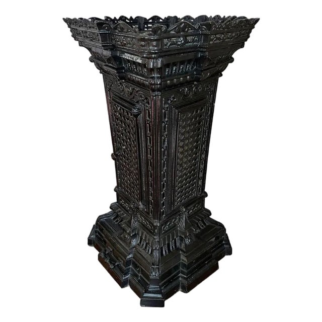 19th Century French Cast Iron Column Stove / Fireplace by Faure Revin For Sale