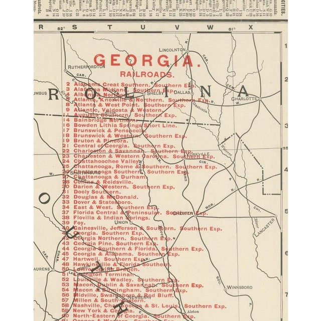 Antique Map of Georgia The Peach State by Rand McNally, 1899 For Sale - Image 3 of 12