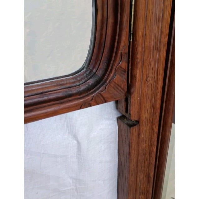 Antique French Tiger Oak Cheval Dressing Mirror Three Panel Beveled Glass 1900s For Sale - Image 11 of 13