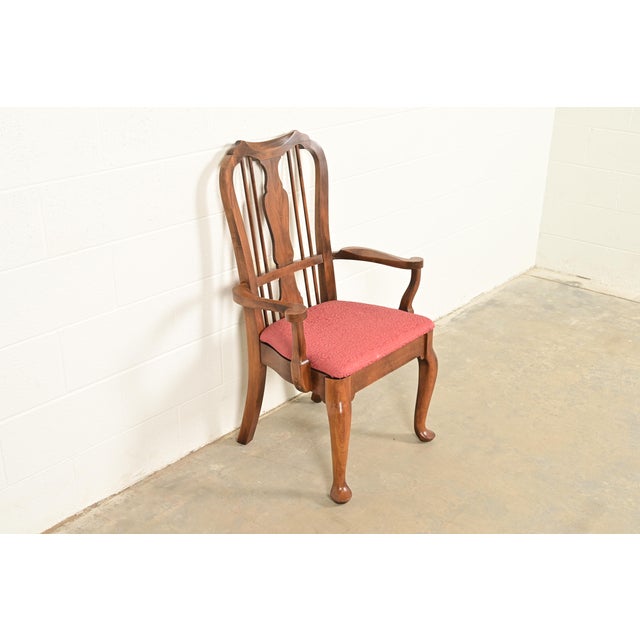 Baker Furniture Company Baker Furniture Style Queen Anne Solid Walnut Armchair, Circa 1960s For Sale - Image 4 of 11