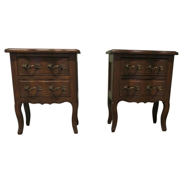 Brown French Country Oak Bedside Tables, 1960, Set of 2 For Sale - Image 8 of 8