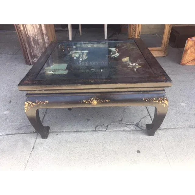 1920s Square Chinese Carved Scene Coffee Table For Sale In Los Angeles - Image 6 of 6