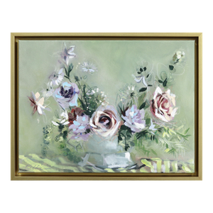 Mint Julep - Framed Abstract Sage Green Botanical Floral Still Life Original Artwork by Kellie Newsome