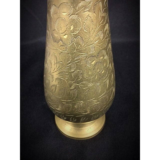 Indian Vintage Hand-Engraved Gilded Vase "India" For Sale - Image 3 of 5