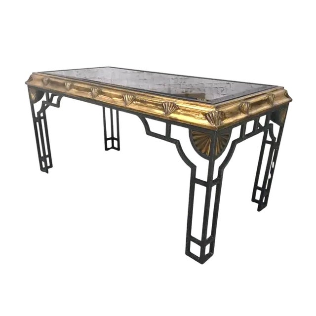 Late 20th Century Brass Forged Iron Console Table For Sale - Image 5 of 9