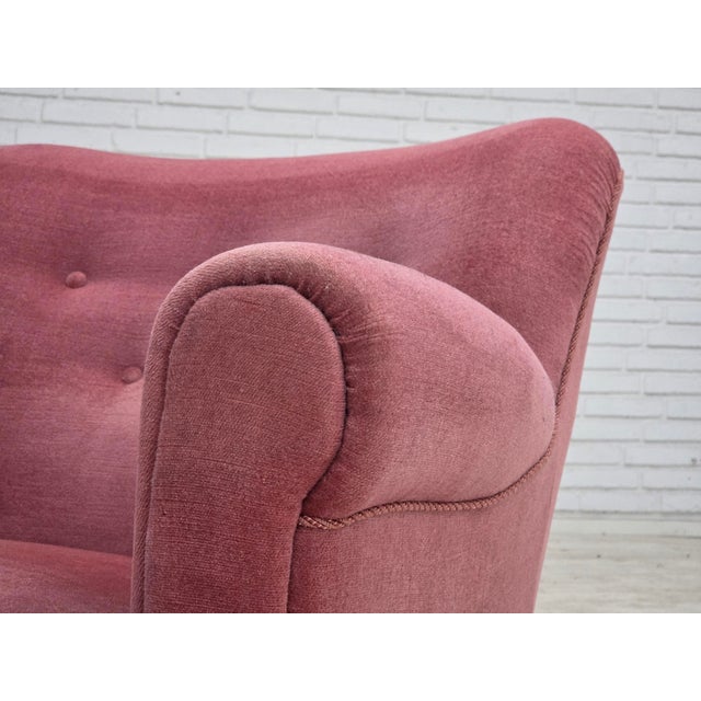 Wood Mid-Century Danish Oak Relax Armchair with Velour Upholstery, 1960s For Sale - Image 7 of 18