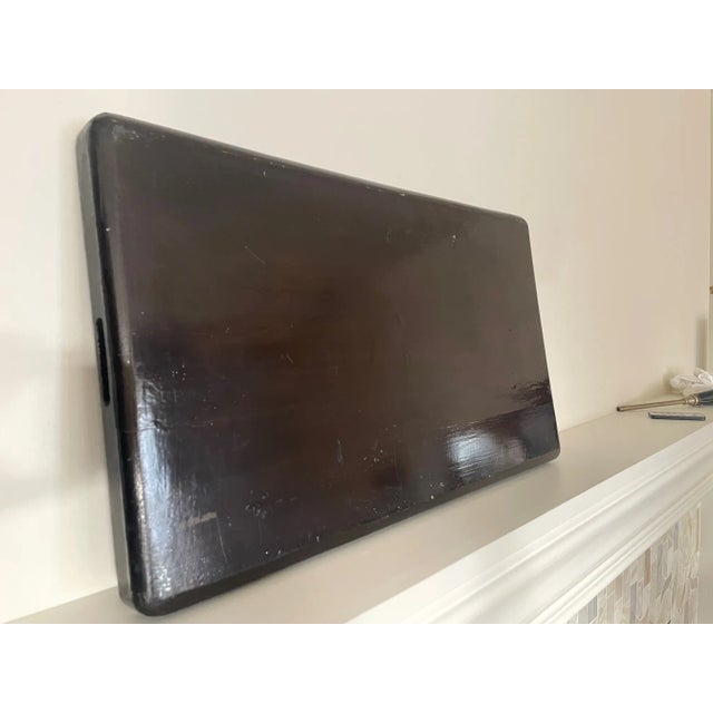 Asian Chinoiserie Black Lacquer Hand Painted Double Handled Tray For Sale - Image 9 of 10
