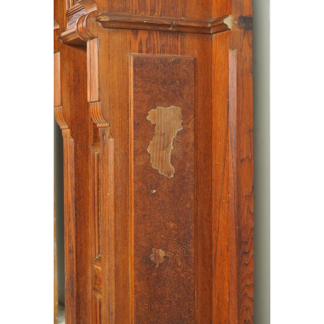 Antique Victorian Burl Veneer Paneled Oak Fireplace Mantel For Sale - Image 12 of 16