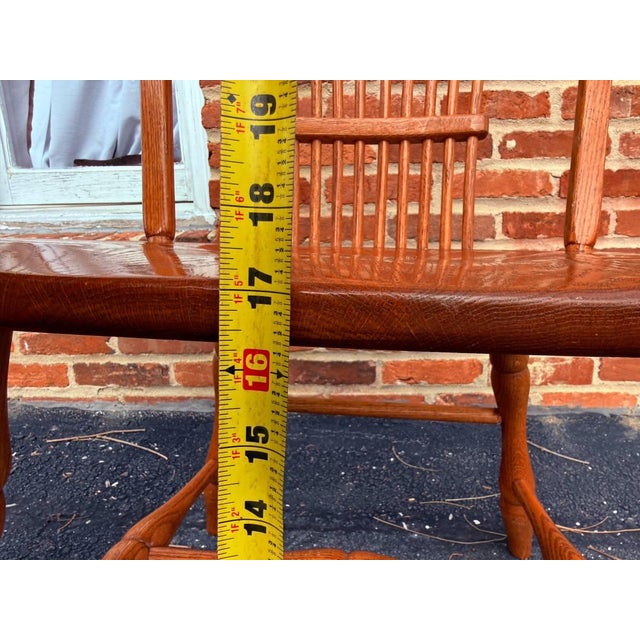 Brown Vintage Edrich Mills Windsor Bow Back Oak Dinning Side Chairs. Set of 8 For Sale - Image 8 of 16