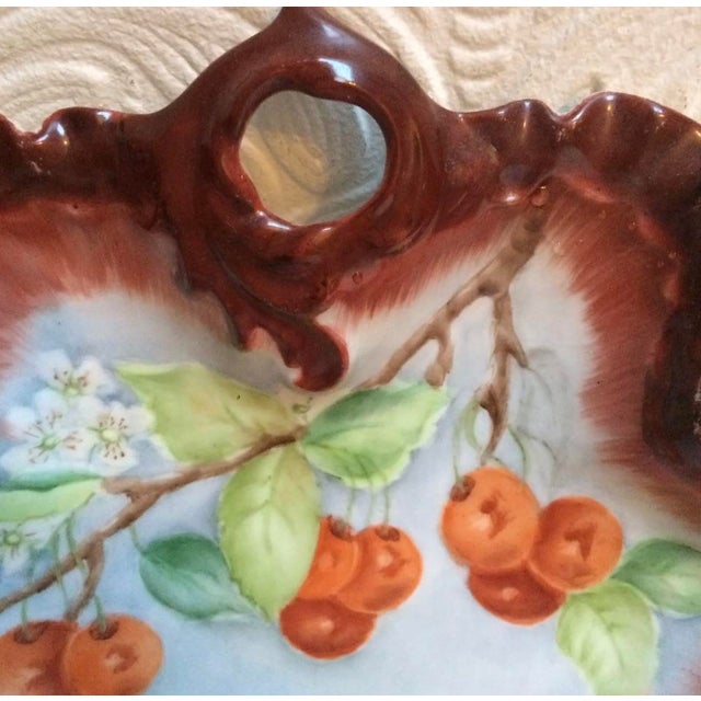 Beautiful Antique Hand Painted Cherries Cabinet Bowl measuring 8 1/2" in diameter and 2" tall. It is signed, but difficult...