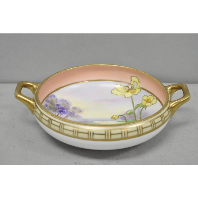 Antique Nippon Morimora Hand Painted Flowers & Ducks Coral Porcelain Bowl (B) For Sale - Image 17 of 17