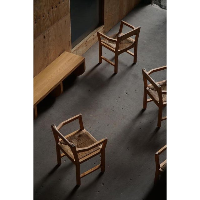 Wood Danish Dining Chairs in Pine and Woven Paper Cord by Tage Poulsen, 1970s, Set of 8 For Sale - Image 7 of 18