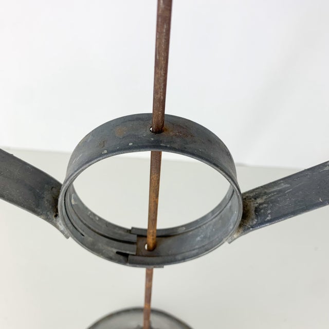 American Early Antique Primitive Tin Candle Holder Adjustable Double Arm Conical Base For Sale - Image 3 of 12