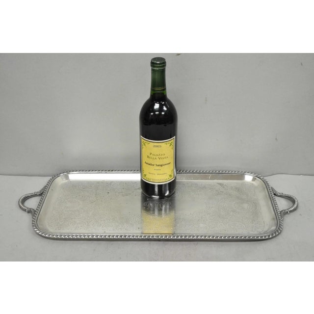 Vintage Black Starr & Gorham Silver Plated Narrow Serving Platter Bar Tray with Central Monogram (illegible). Circa Mid...