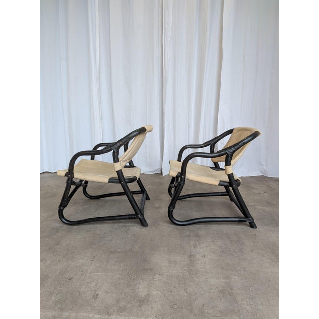 Vintage Espri Safari Lounge Chair in Black Bamboo and Beige Fabric, 1970s For Sale - Image 6 of 18