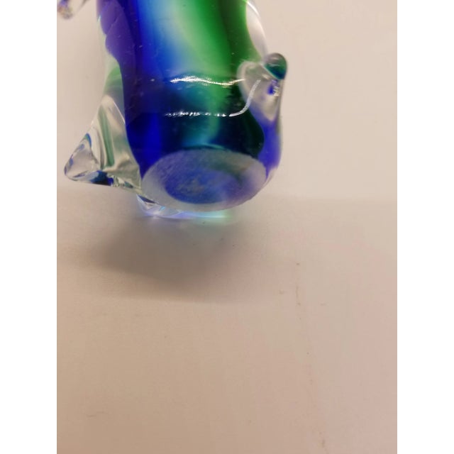 Vintage Murano-Esque Art Glass Blue & Green Penguin Figurine For Sale - Image 4 of 5