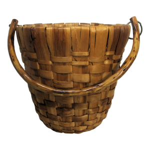 Vintage Wood Slat Basket + Bent Wood Stick Handle