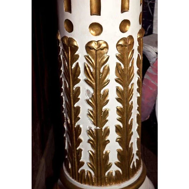 Gold French Painted and Gilt Carved Wood Pedestal For Sale - Image 8 of 9