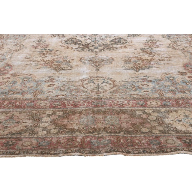 Early 20th Century Antique-Worn Persian Mashhad Rug - 10'06 X 16'02 For Sale - Image 4 of 9