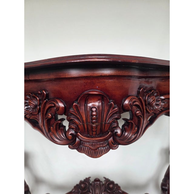 1970s Victorian Revival Mahogany Carved Pier/Console Table For Sale - Image 4 of 10