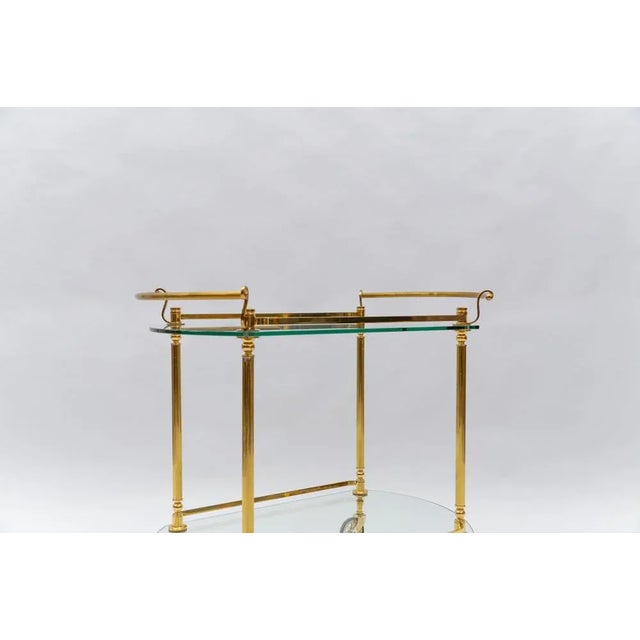 Metal Italian Brass and Glass Serving Bar Cart, 1960s For Sale - Image 7 of 13