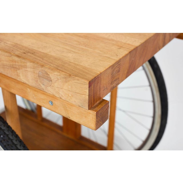 Brown Bill W. Saunders Butcher Block Bar Cart with Bicycle Wheels For Sale - Image 8 of 12