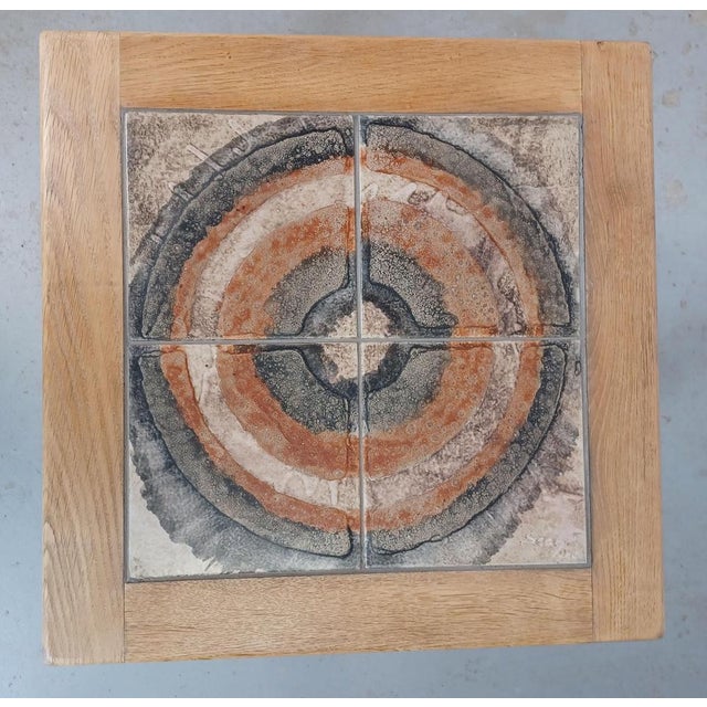 Brutalist Brutalist Sidetable in Oak with Søholm Tiles by Henning Kjærnulf, 1970s For Sale - Image 3 of 11