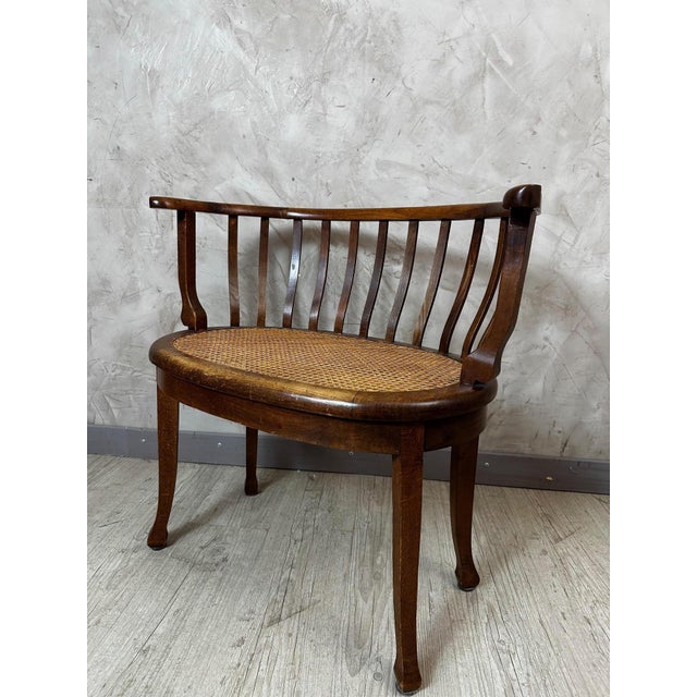 Wood Vintage Cane Armchair, 1940s For Sale - Image 7 of 12