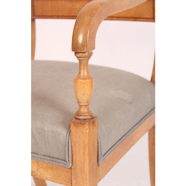 Light Yellow Pair of Neo Classical Style Beech Wood Armchairs For Sale - Image 8 of 13