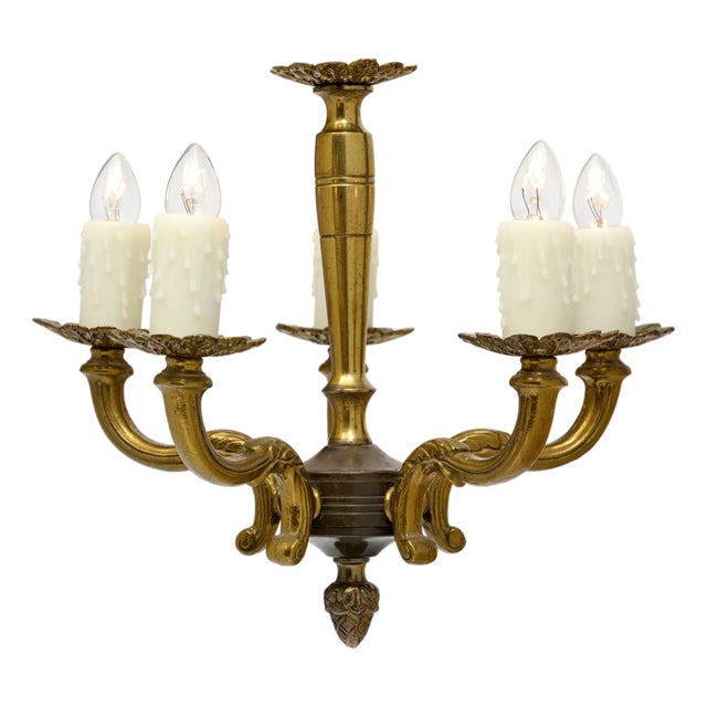 Vintage French, Bronze, Petite Chandelier For Sale