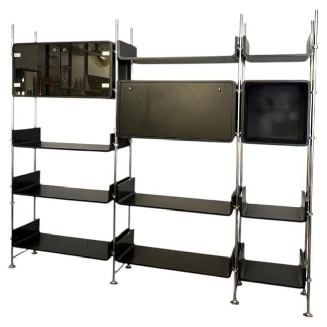 Modular Wall Unit in Lacquered Wood and Steel by Michel Ducaroy, France, 1970s For Sale - Image 10 of 10