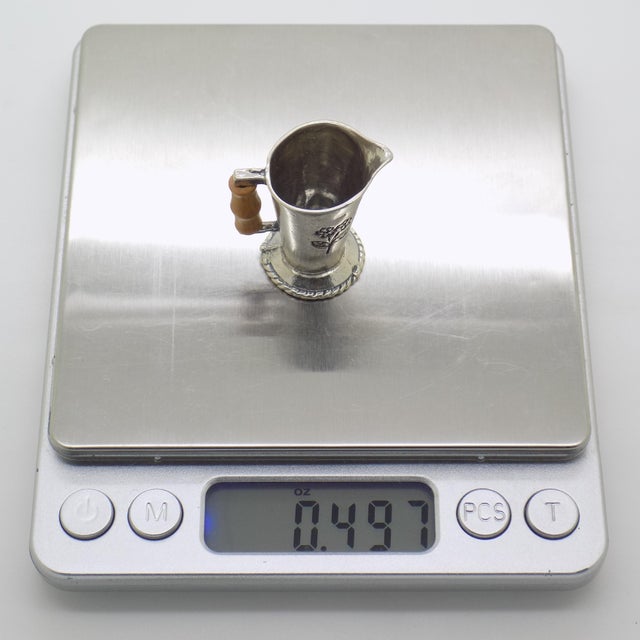 Vintage Italian Handmade Genuine Silver Pitcher Figurine Dollhouse Miniature, Made in Arezzo (Ar, Tuscany, Italy) For Sale - Image 10 of 11